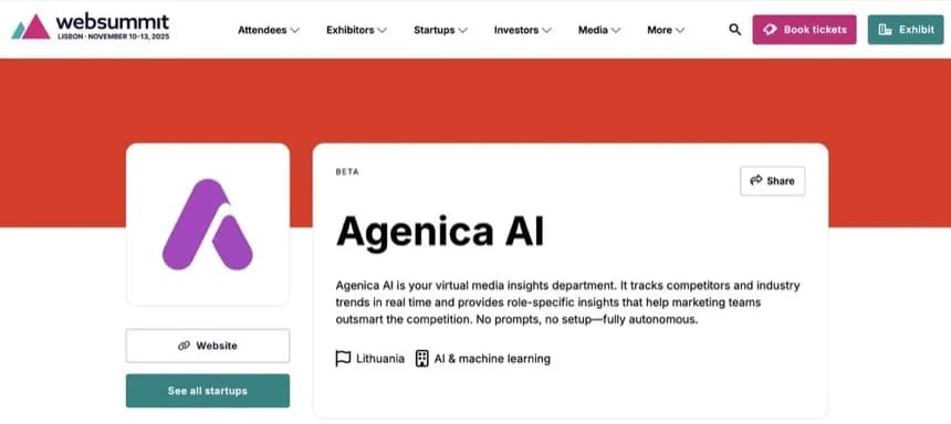Agenica AI Selected as a Featured Startup for Web Summit Lisbon 2025