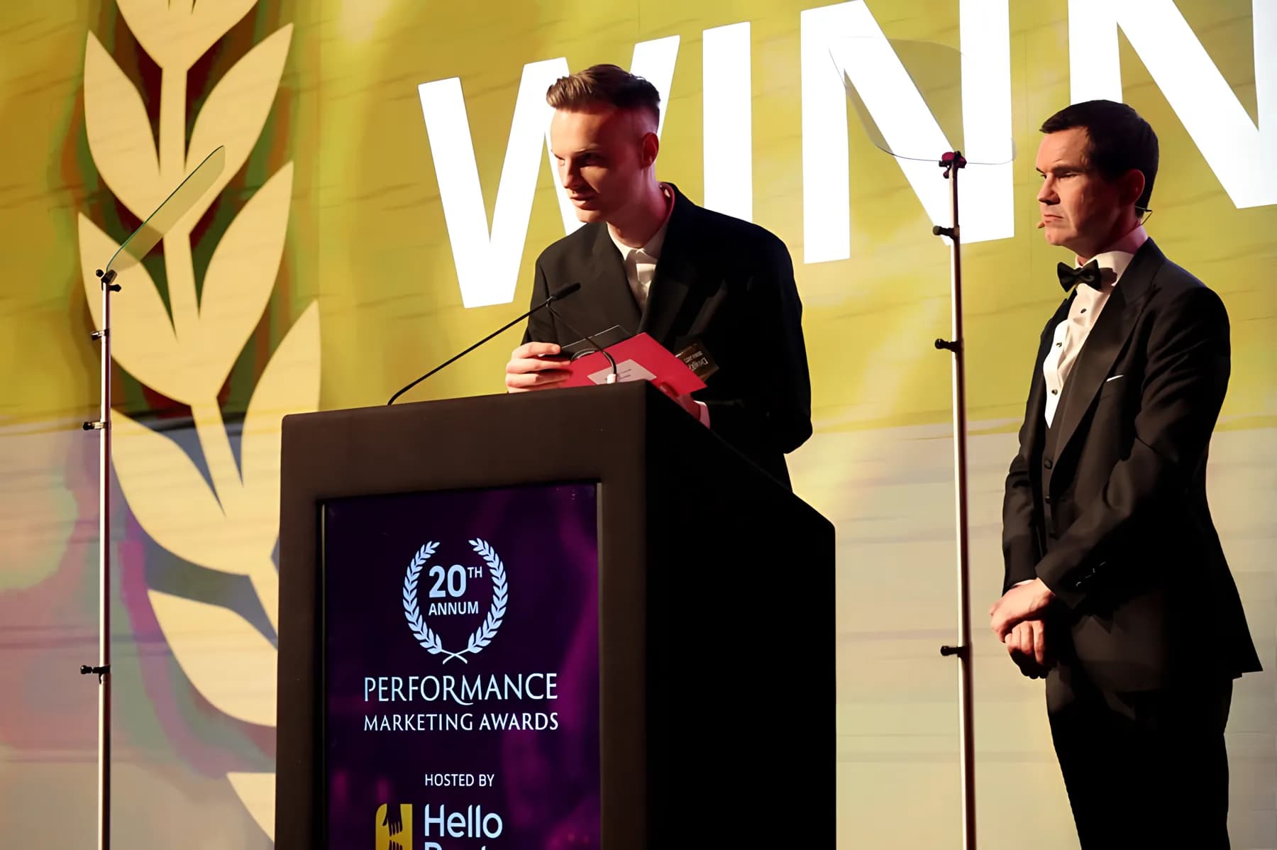 Tomas Vasiliauskas speaking at the Performance Marketing Awards